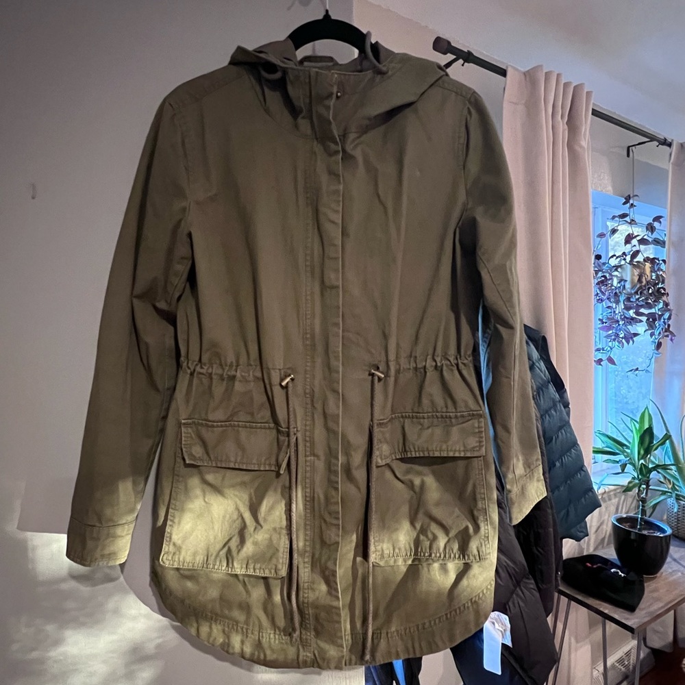 Army green light coat